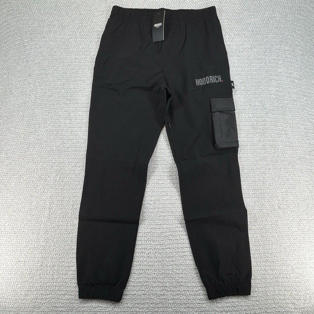 Hoodrich Jogger Track Pants Mens Medium 31x28 Black Cargo Tapered Streetwear